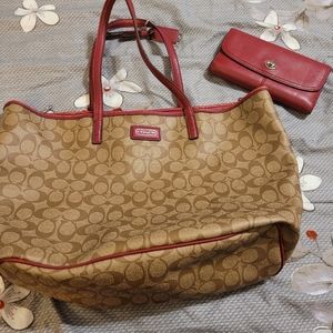 Coach Tote bag with matching wallet.